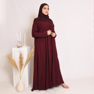 عباية لف ربع كلوش باللون العنابي